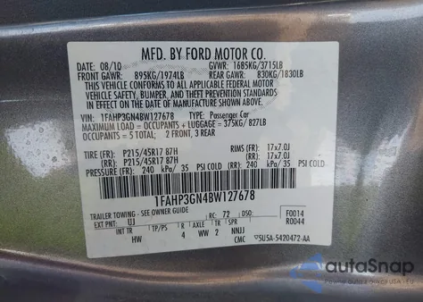 2011 Ford Focus z USA, uszkodzony, nr VIN 1FAHP3GNBW127678